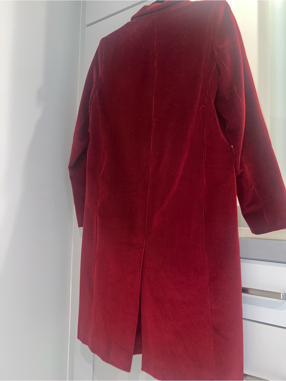 ANTHROPOLOGIE by Helene Berman: Deep Red Long Corduroy Coat-LIKE NEW - Picture 11 of 16